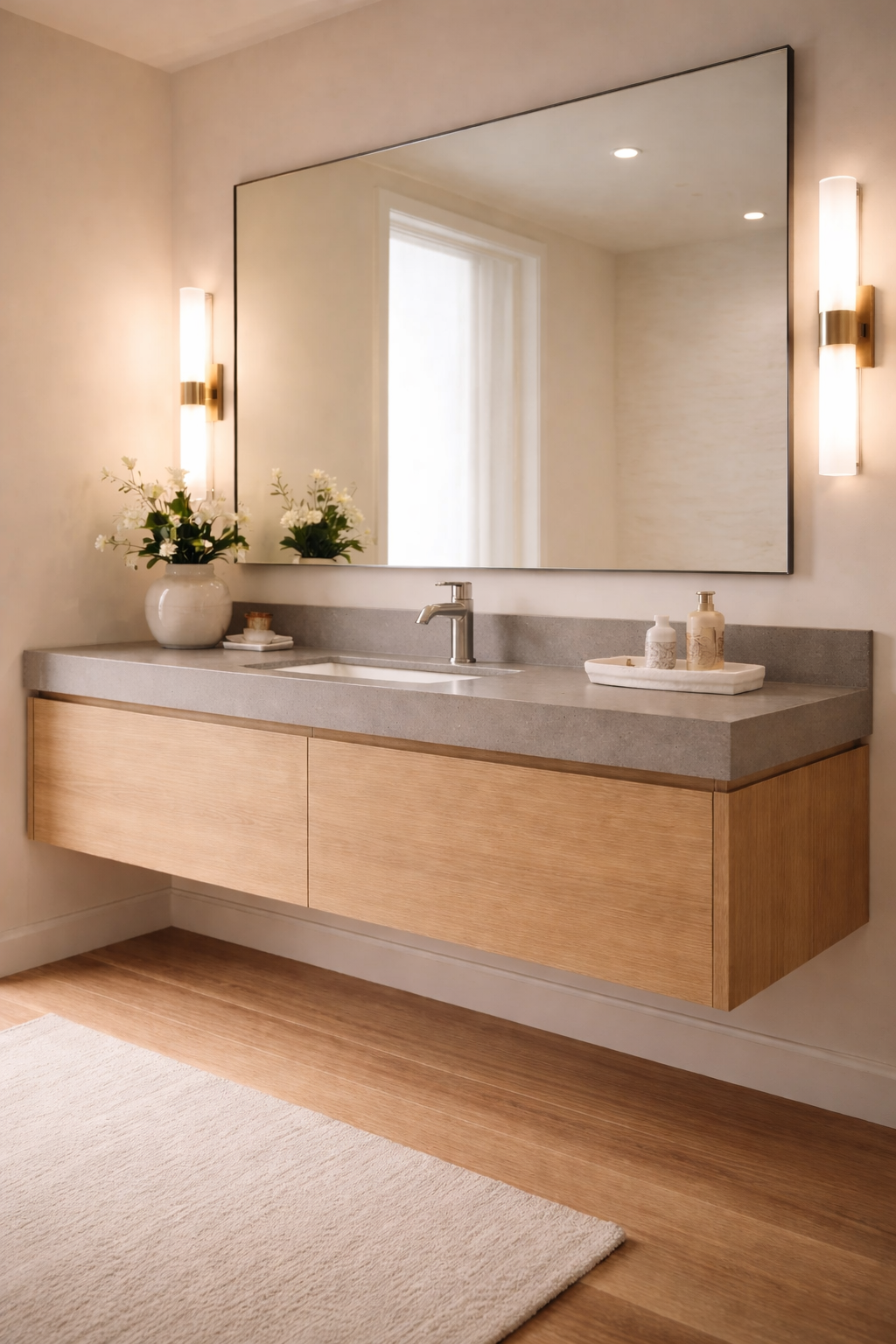 Modern bathroom with floating vanity