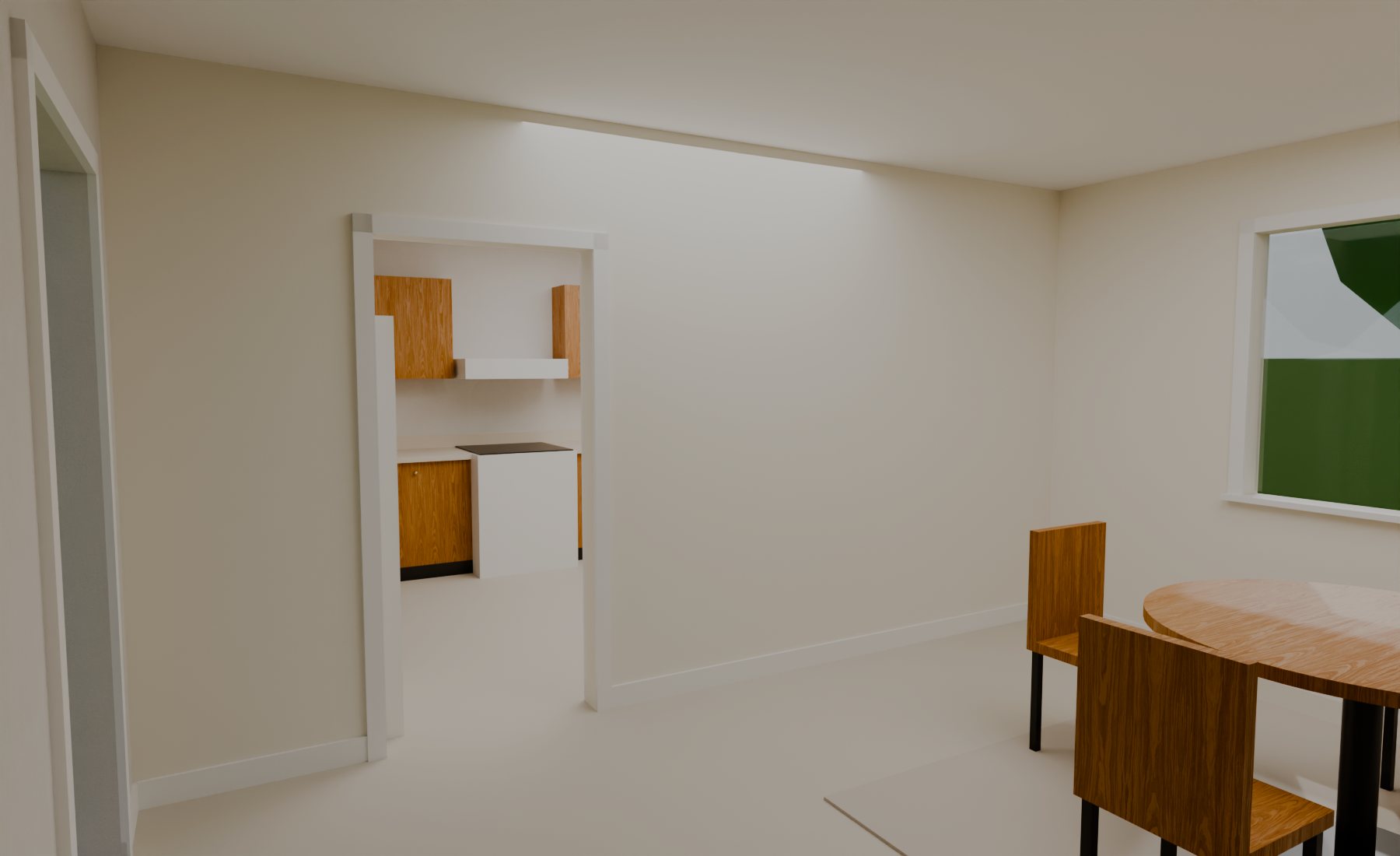 The same kitchen before: closed off behind a wall